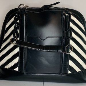 GX by Gwen Stefani Black and White Striped Satchel